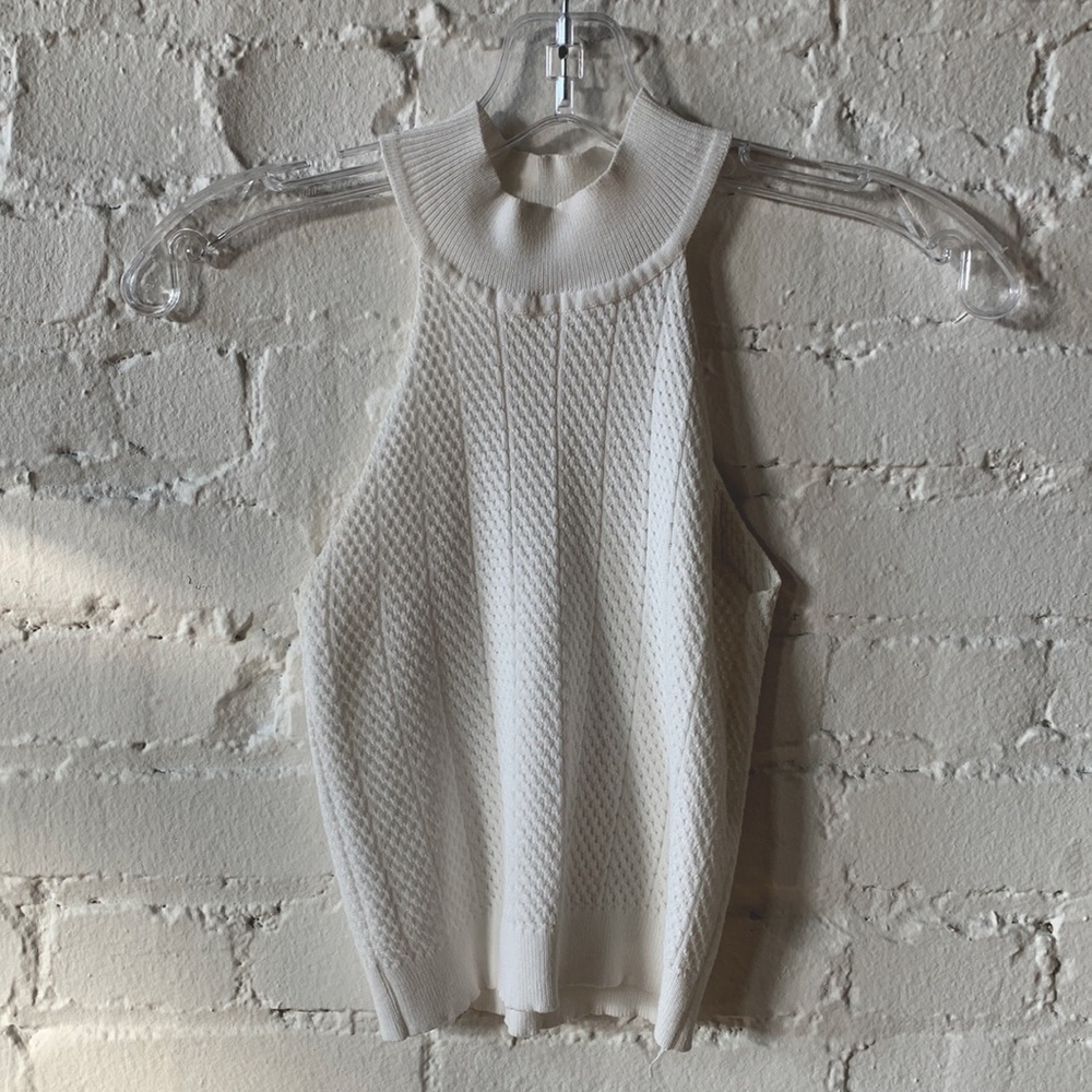 Knit High Neck Crop Tank